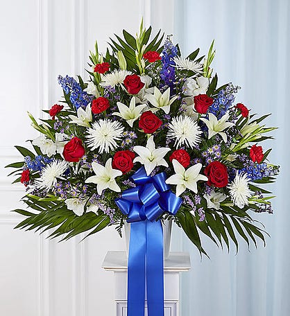 Heartfelt Sympathies™ Red, White and Blue Standing Basket